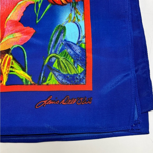 New Linea by Louis Dell'Olio Tiger Lily Scarf Blue Multicolor Butterfly - Picture 2 of 8